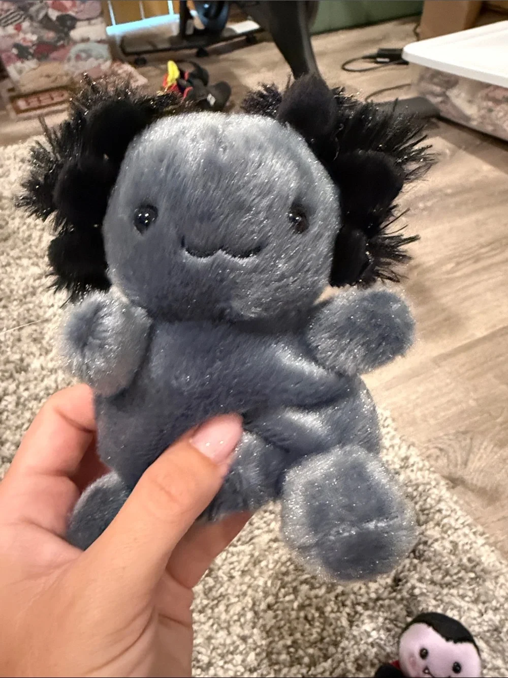 Plush Monster Trio Stuffed Animals - Blue, Gray, Black/Pink